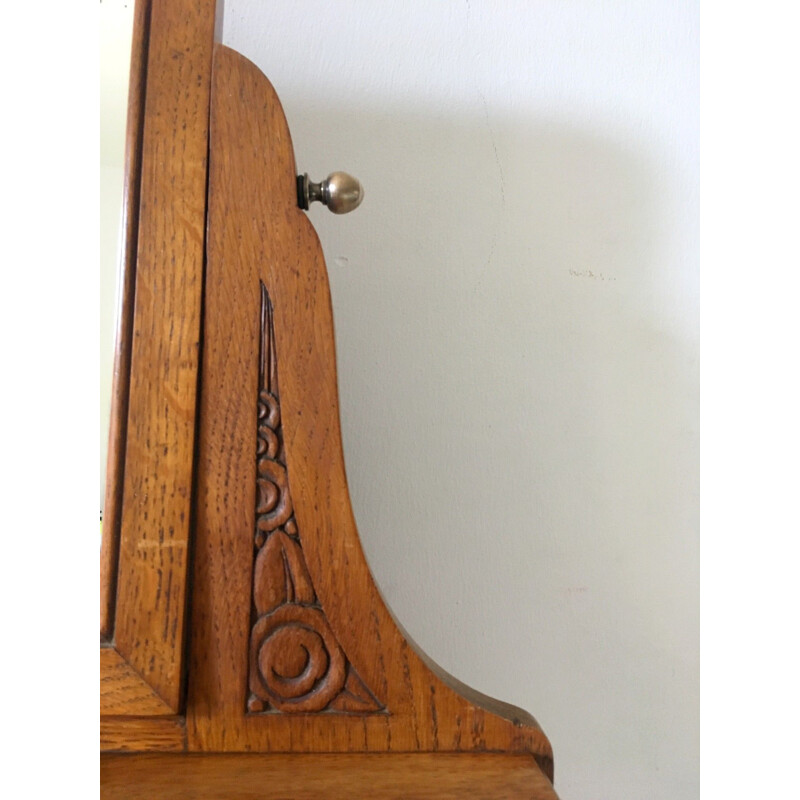 Vintage dressing table in oak and brass