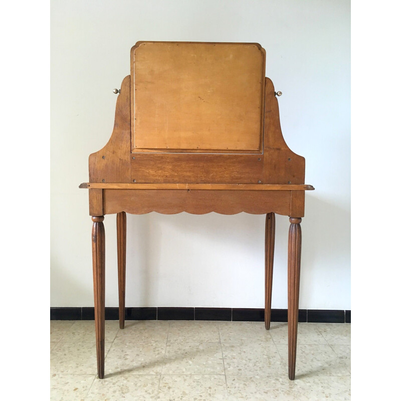 Vintage dressing table in oak and brass