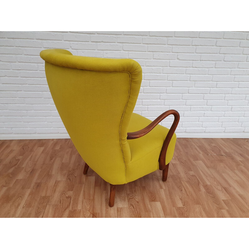 Danish yellow armchair by Alfred Christensen for Slagelse Møbelfabrik