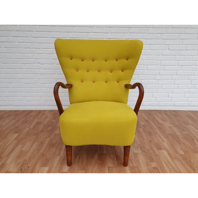 Danish yellow armchair by Alfred Christensen for Slagelse Møbelfabrik