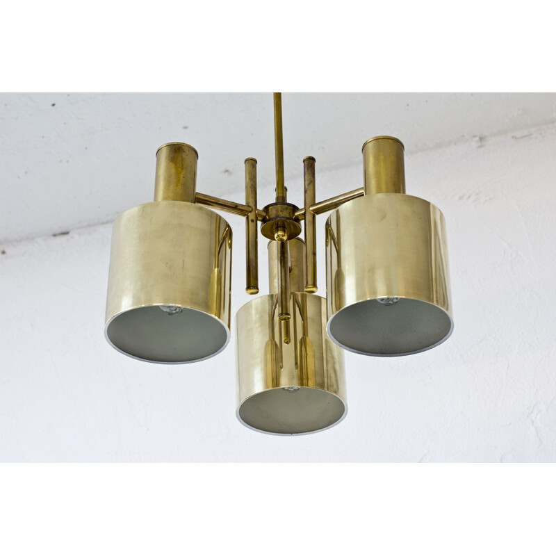Vintage Swedish chandelier in brass and copper