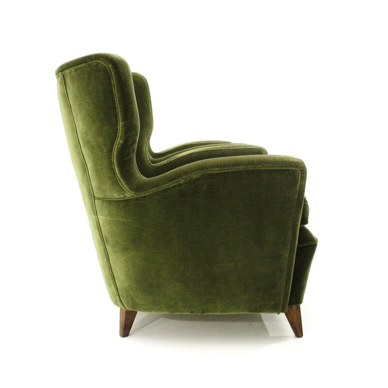 Paire de fauteuils italiens vintage en velours vert