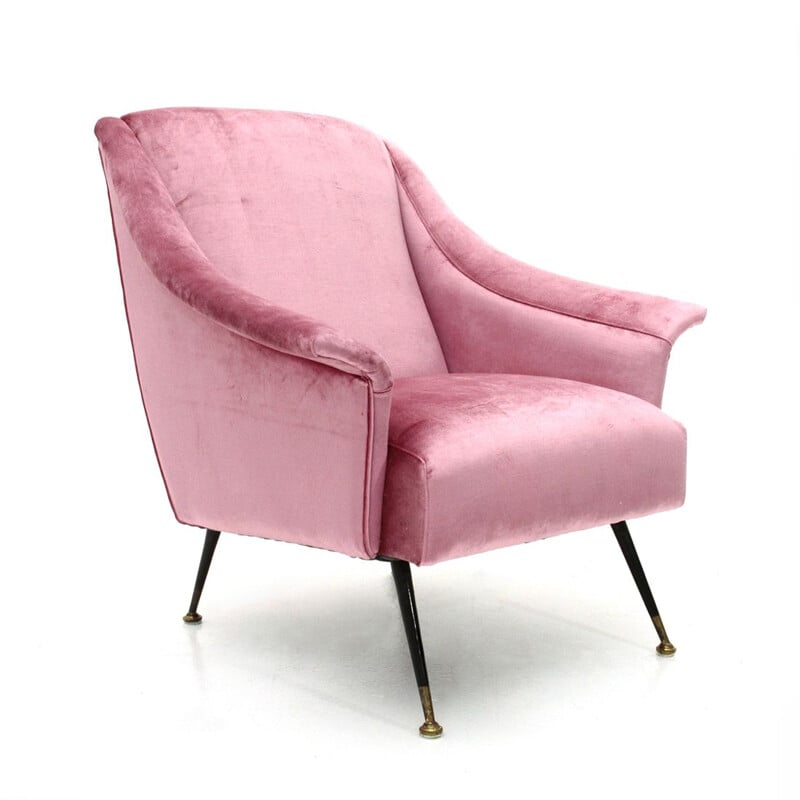 Vintage Italian armchair in pink velvet