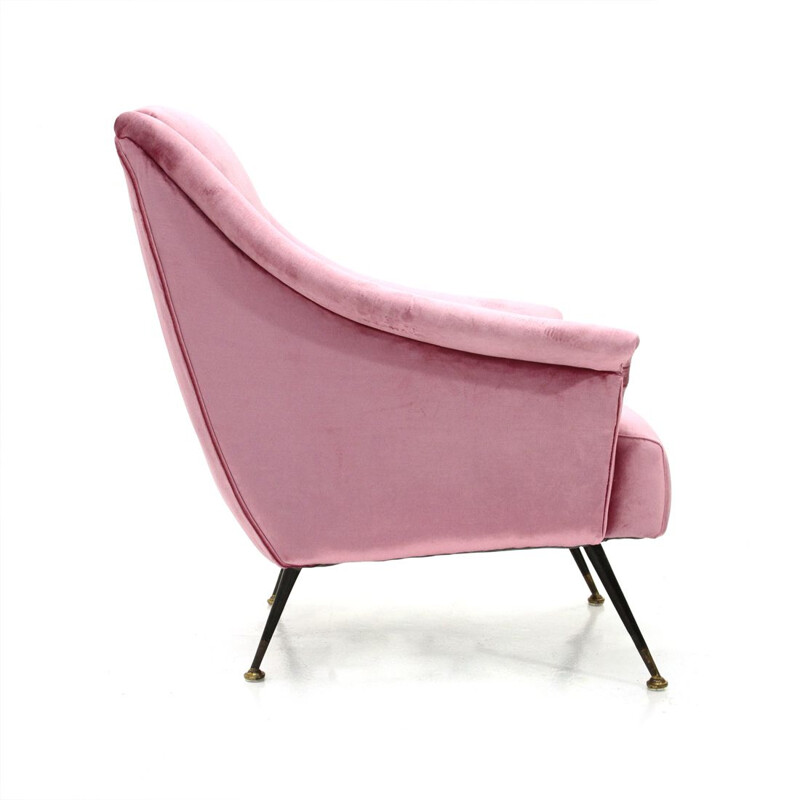 Vintage Italian armchair in pink velvet