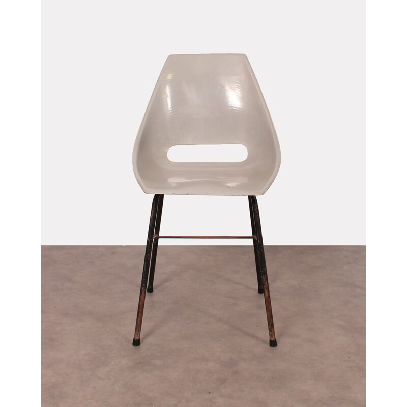 Paire de chaises vintage par Navratil pour Vertex en fibre de verre grise 1960