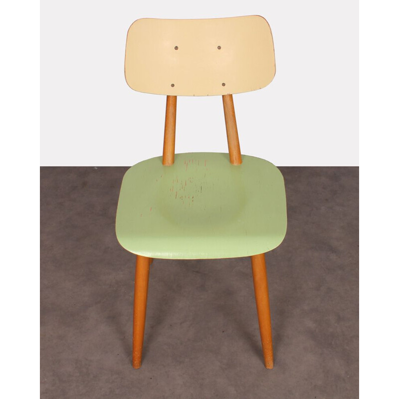 Vintage green chair for Ton in wood 1960