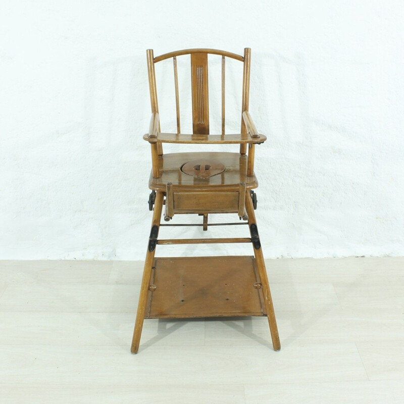 Vintage german child chair with table in beechwood 1950s