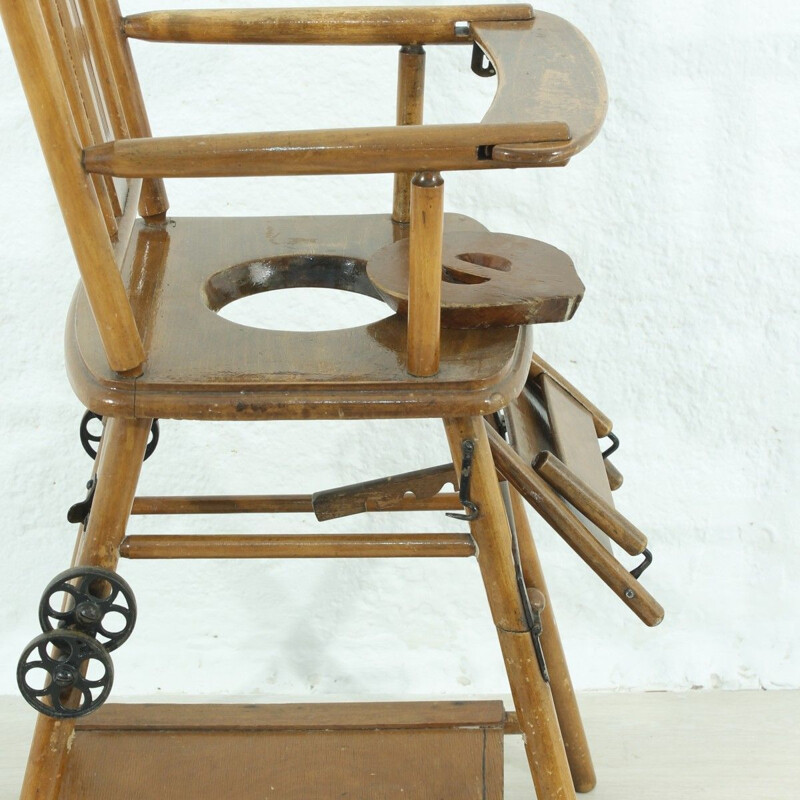 Vintage german child chair with table in beechwood 1950s