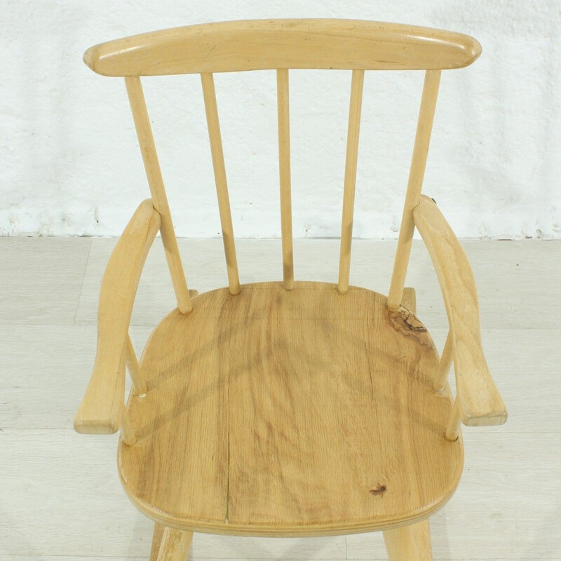 Vintage german child rocking chair in beechwood 1950s