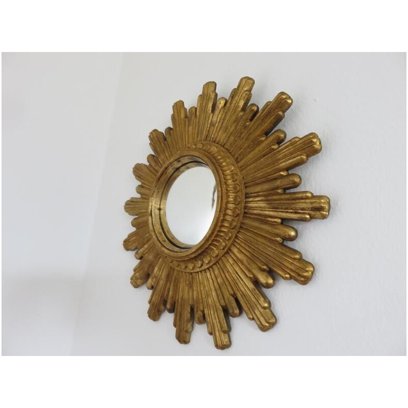 French vintage mirror gilded sun in resin 1960