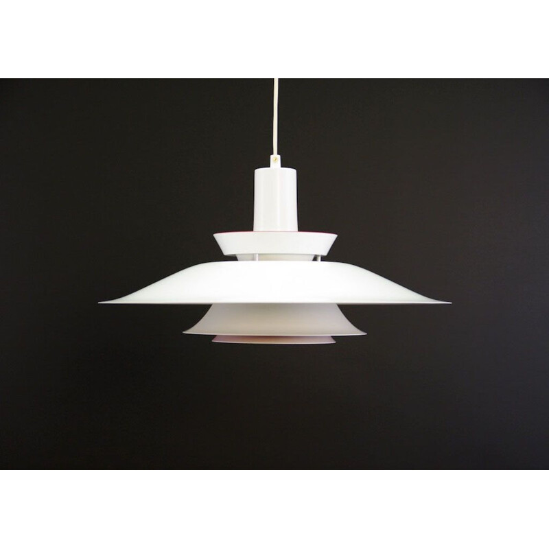 Vintage danish hanging lamp in white metal 1970s