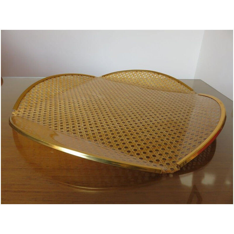 Roche Bobois french vintage tray in plexiglass with canning in inclusion 1970