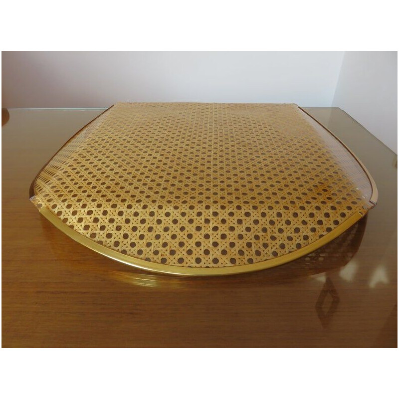 Roche Bobois french vintage tray in plexiglass with canning in inclusion 1970