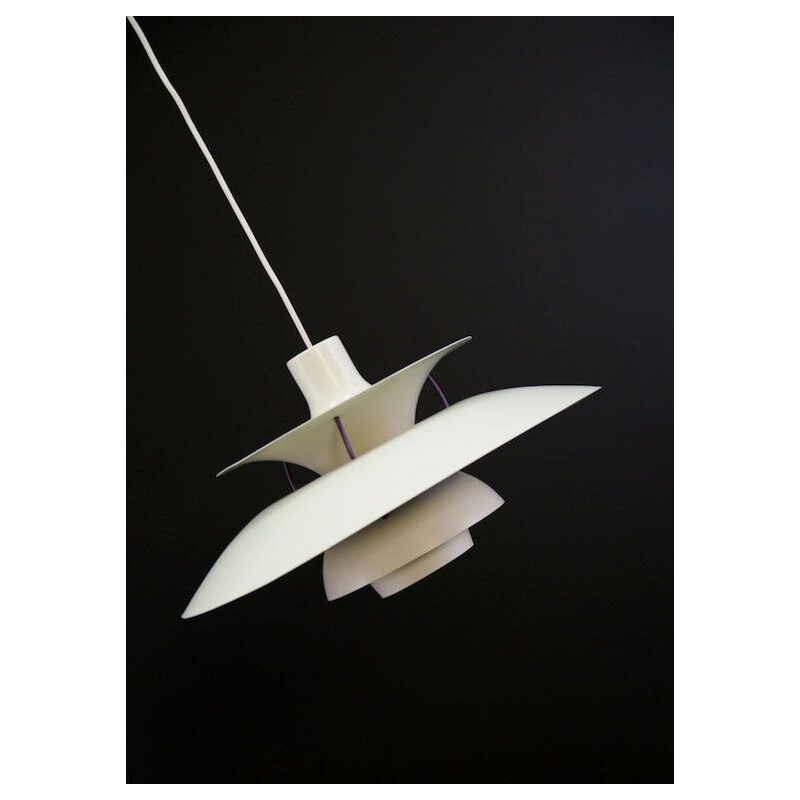 Vintage danish PH 5 lamp for Louis Poulsen in white metal 1970s