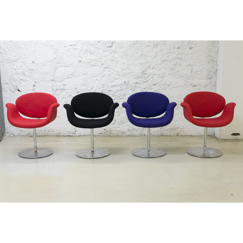 Ensemble de 4 fauteuils pivotants vintage en jersey et aluminium Artifort, Pierre PAULIN - 1960