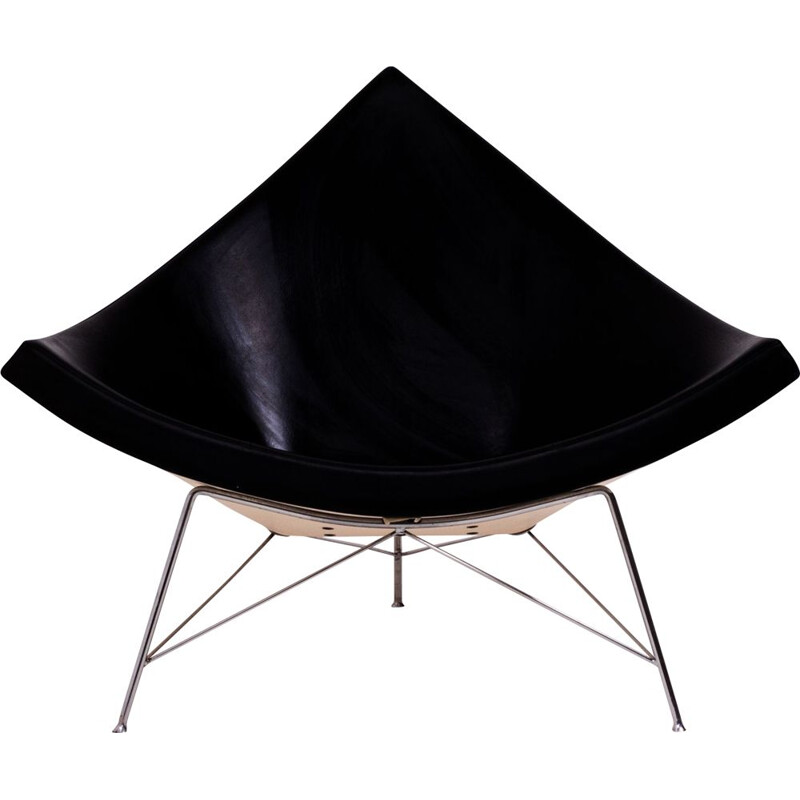 Coconut chair in black leather by George Nelson for Vitra