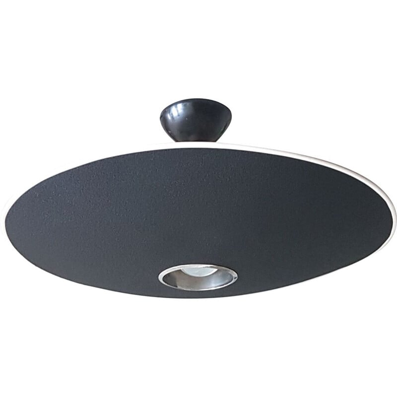 Vintage UFO ceiling lamp by Louis Kalff for Philips in black aluminium 1960s