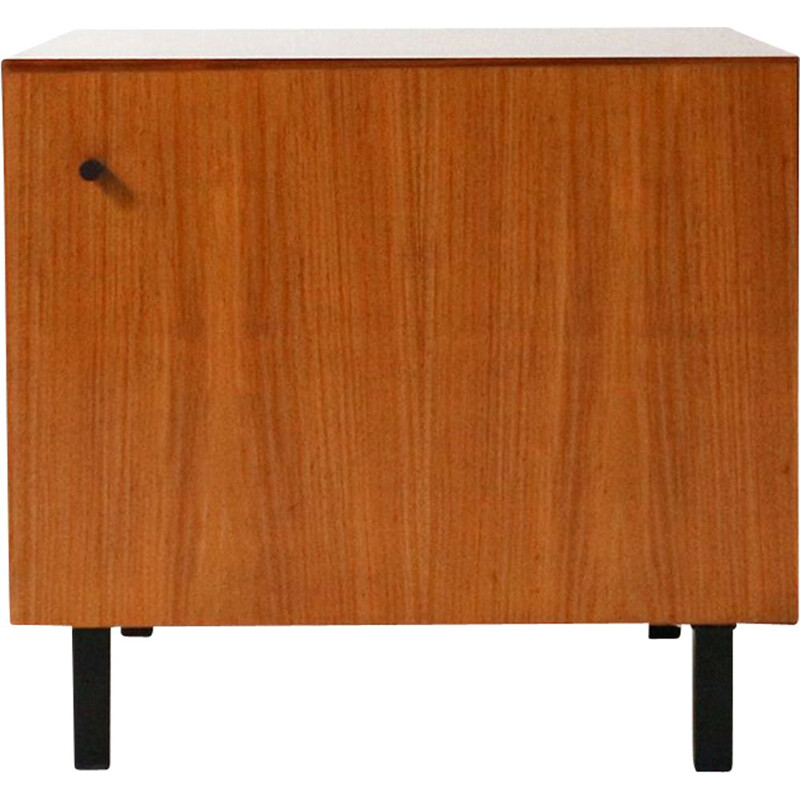 Vintage small modern storage case side table in walnut Veneer