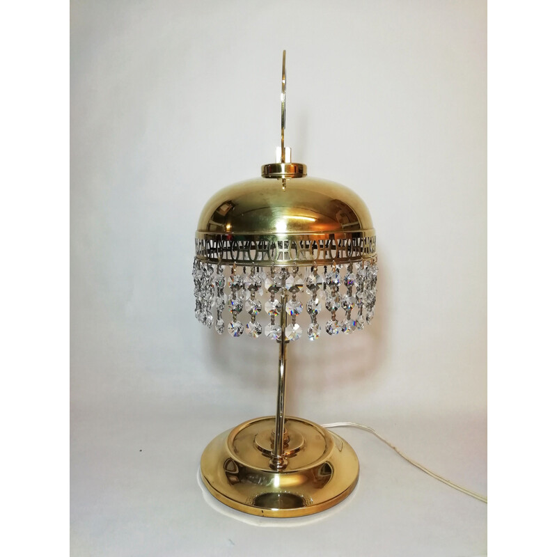 Vintage table lamp brass and cristals
