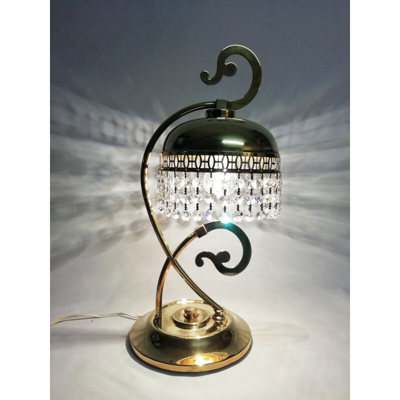 Vintage table lamp brass and cristals