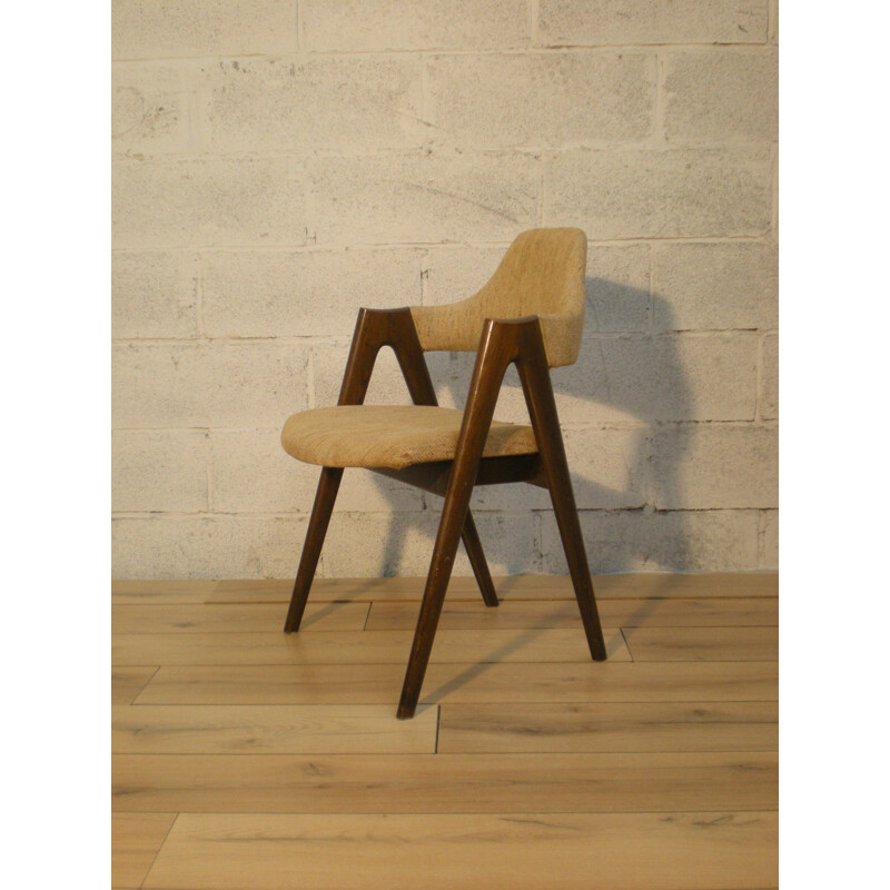 Set of 5 chairs in wood and fabric, Kai KRISTIANSEN - 1970s