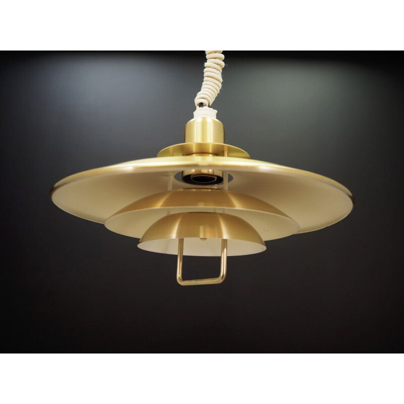 Vintage gold metal pendant lamp 1970