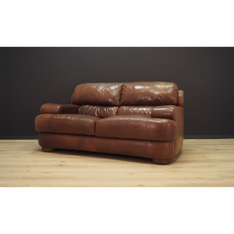 Vintage brown leather sofa 1960