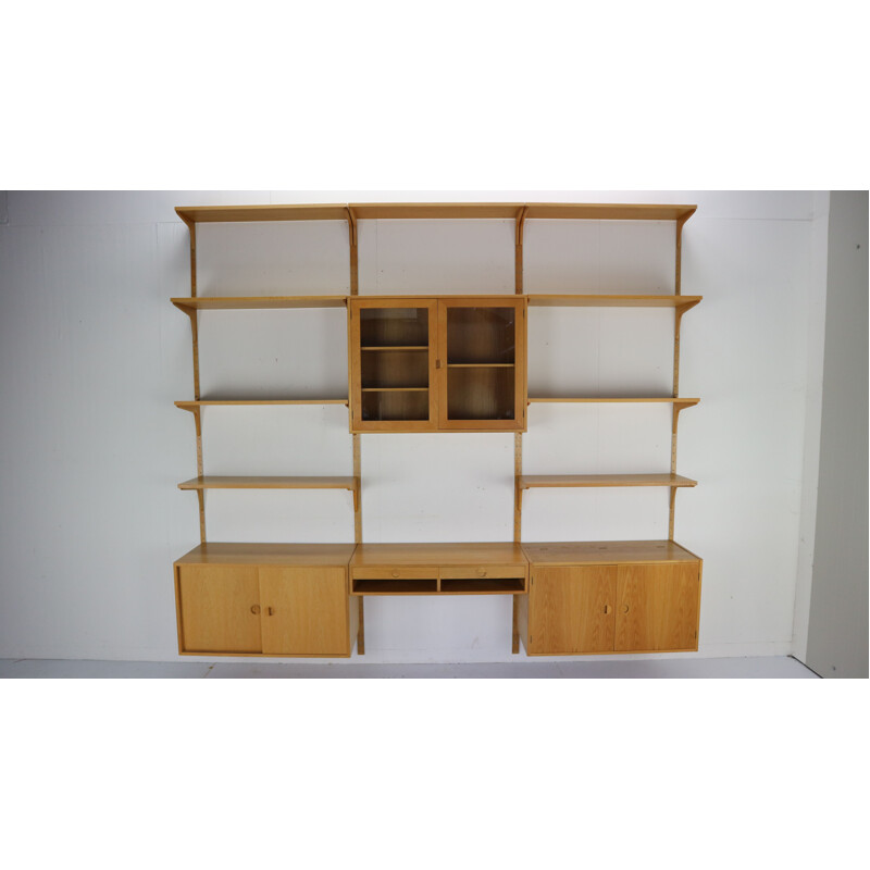 Vintage Oak Wall Unit by Rud Thygesen & Johnny Soren for H.G. Møbler 1960s