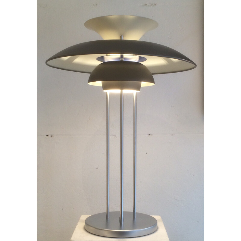 Vintage grijs metalen tafellamp van Louis Poulsen voor Poul Henningsen, 1960