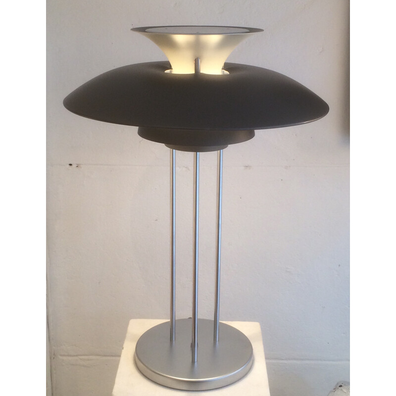 Vintage grijs metalen tafellamp van Louis Poulsen voor Poul Henningsen, 1960