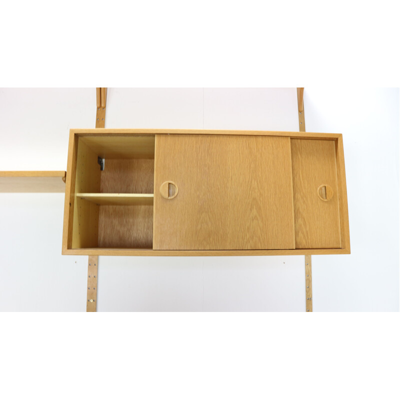 Vintage Oak Wood Wall Unit By Rud Thygesen & Johnny Soren For H.G. Møbler 1960s