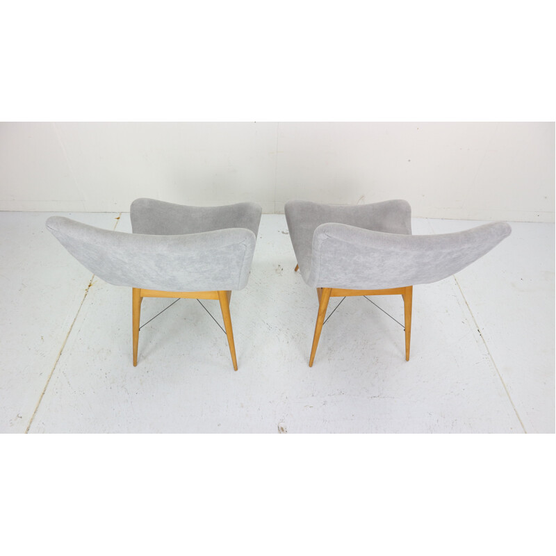 Pair of vintage grey armchairs by Miroslav Navratil, Czechoslovakia 1959