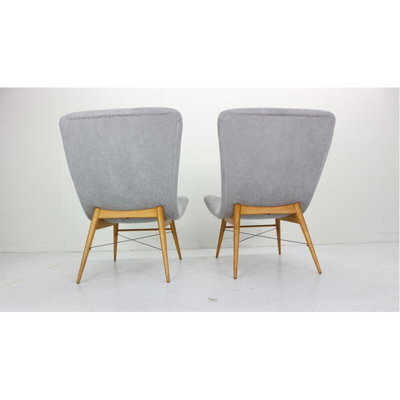 Pair of vintage grey armchairs by Miroslav Navratil, Czechoslovakia 1959