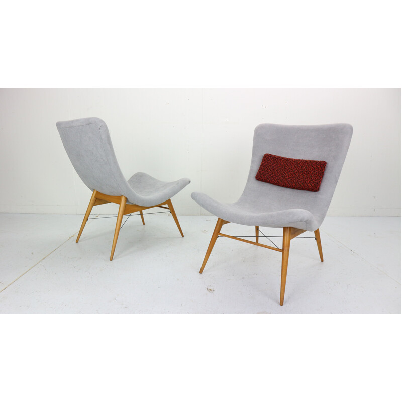 Pair of vintage grey armchairs by Miroslav Navratil, Czechoslovakia 1959