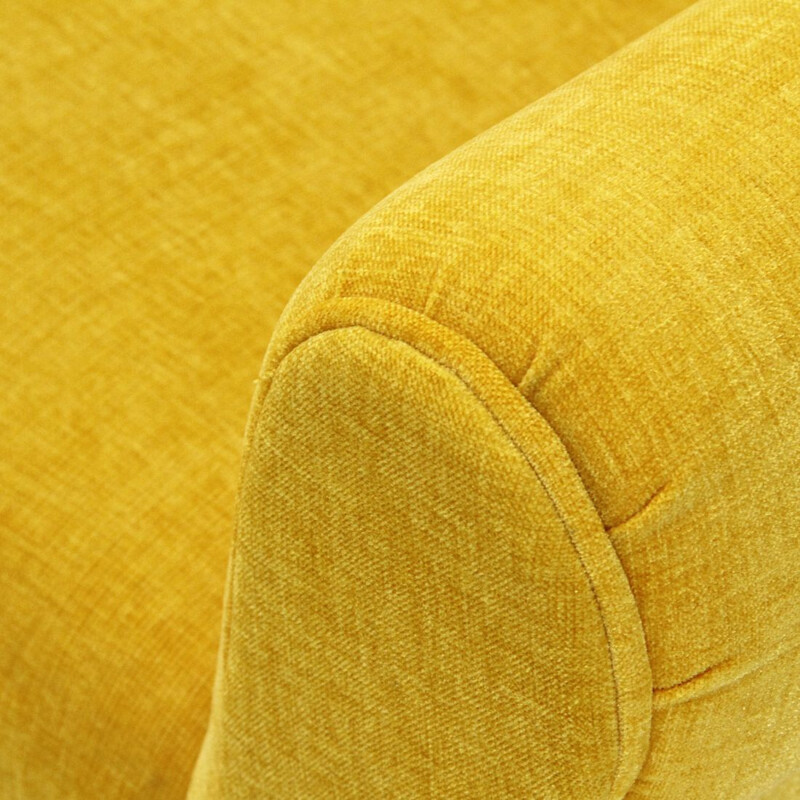 Vintage yellow velvet italian 3-seater sofa