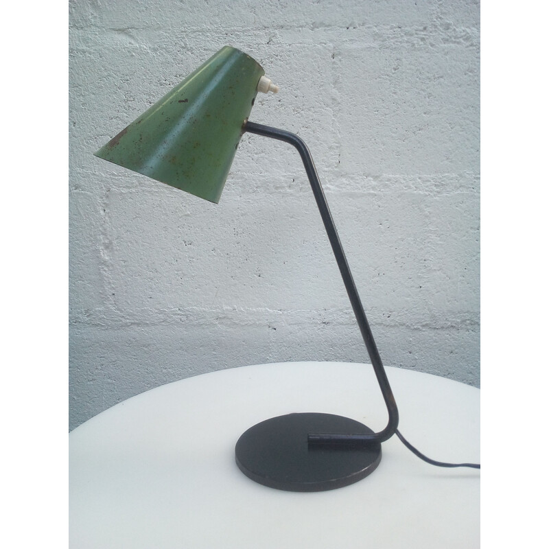 Vintage Biny Jacques green lamp