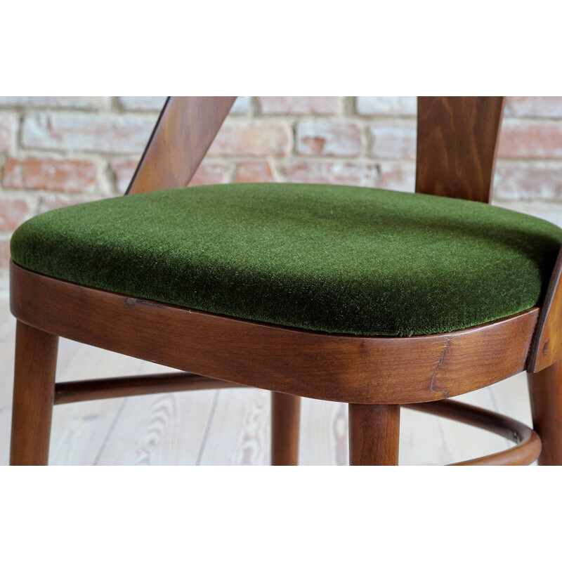 Set of 4 vintage dining chairs from FAMEG in Juicy Green Mohair by Kvadrat