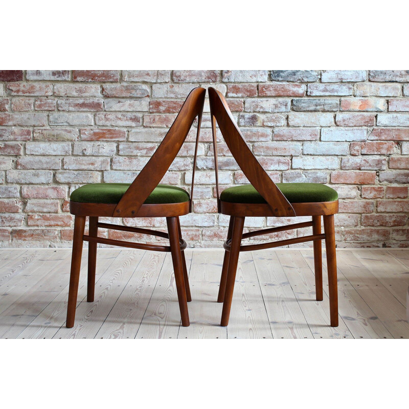 Set of 4 vintage dining chairs from FAMEG in Juicy Green Mohair by Kvadrat