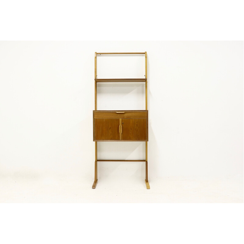 Vintage oak and teak free standing wall unit 1950s