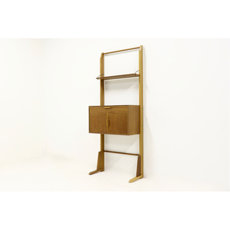 Vintage oak and teak free standing wall unit 1950s