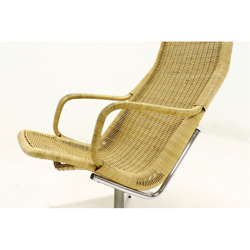 Vintage rattan swivel chair by Dirk van Sliedregt for Gebroeders Jonkers Noordwolde