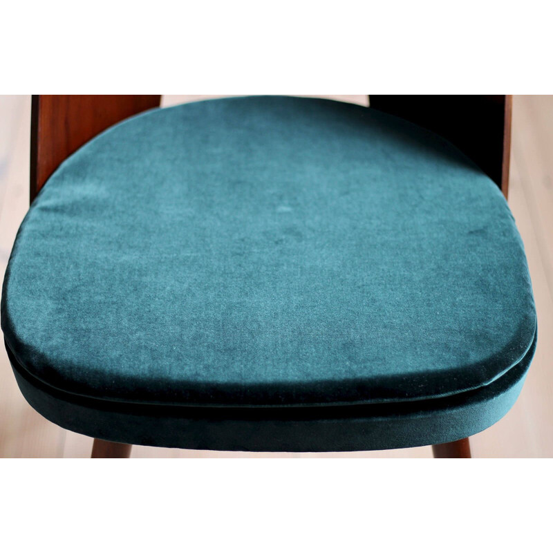 Set of 4 vintage Dining Chairs by Antonin Šuman in Emerald Green Velvet by Kvadrat