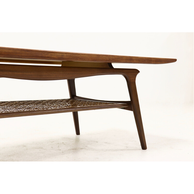 Grande table basse vintage en teck conception danoise