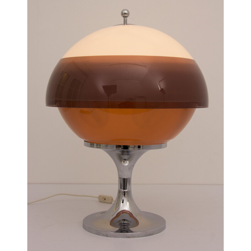 Vintage perspex and chrome globe lamp by Guzzini, Italy 1960