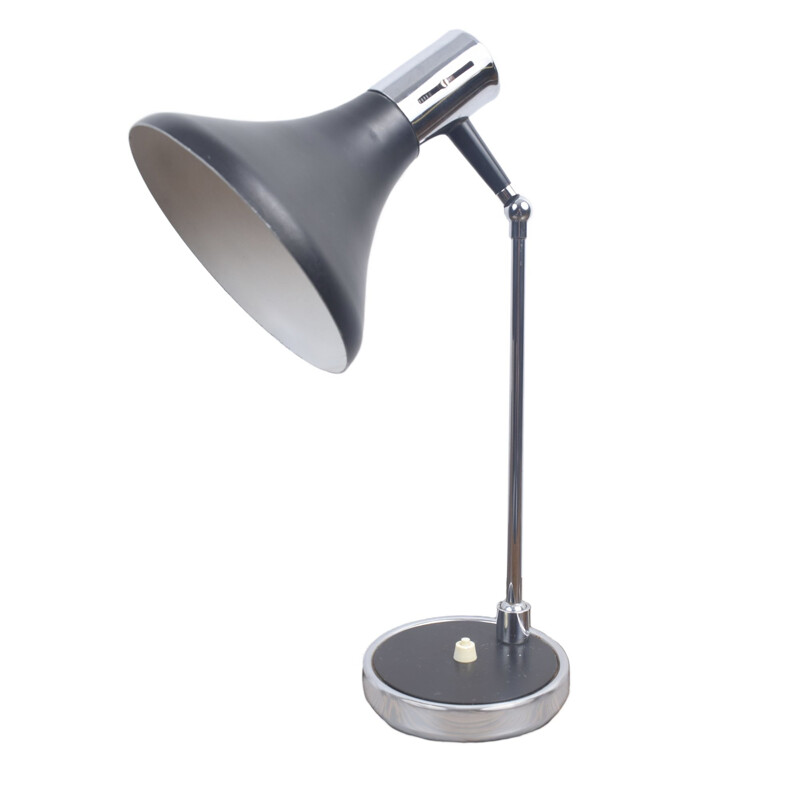 Vintage black metal and chrome desk lamp, 1960