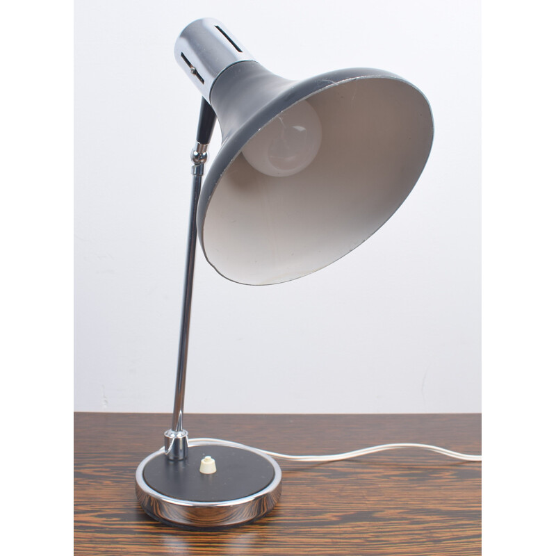 Vintage black metal and chrome desk lamp, 1960