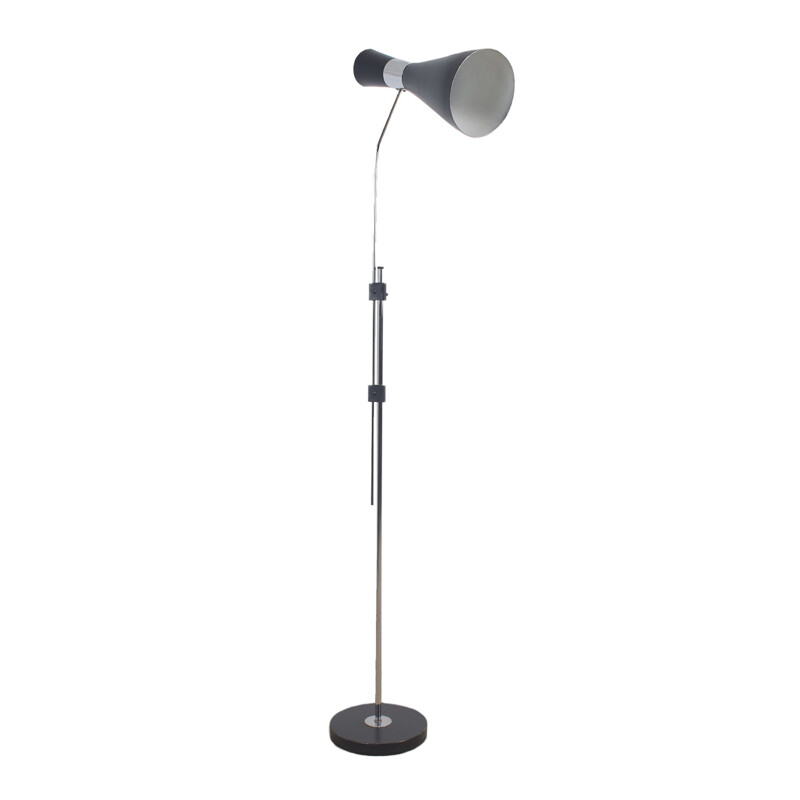 Lampada da terra vintage Diabolo in metallo nero di Jo Hammerborg per Fog & Morup, 1960