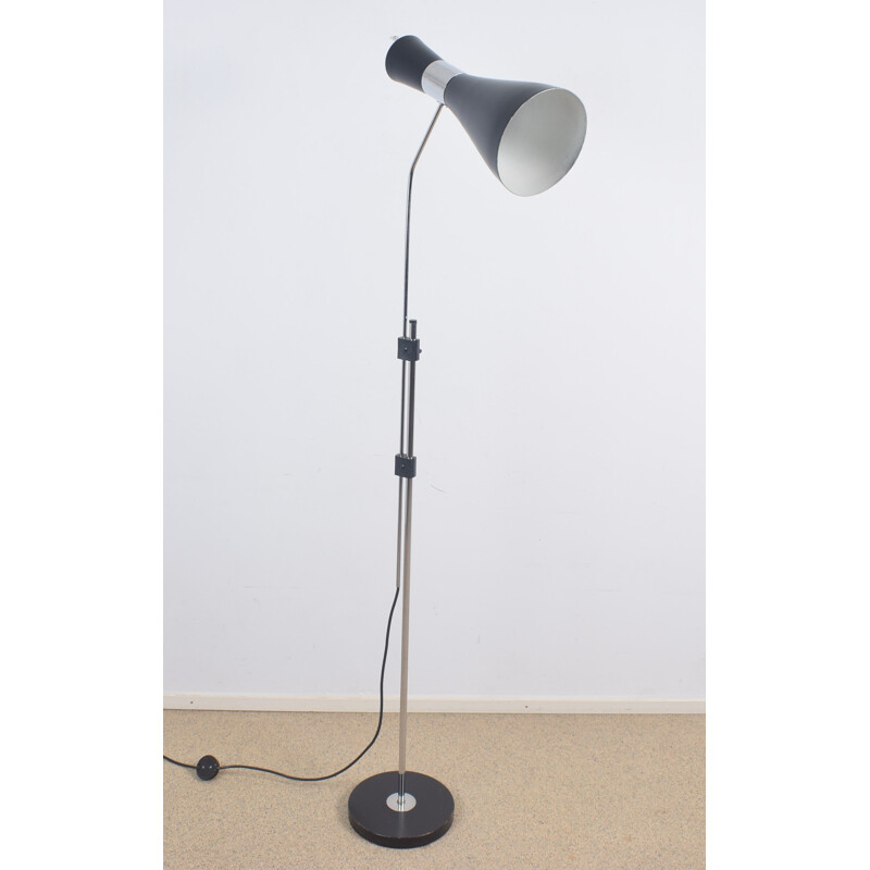 Lampada da terra vintage Diabolo in metallo nero di Jo Hammerborg per Fog & Morup, 1960