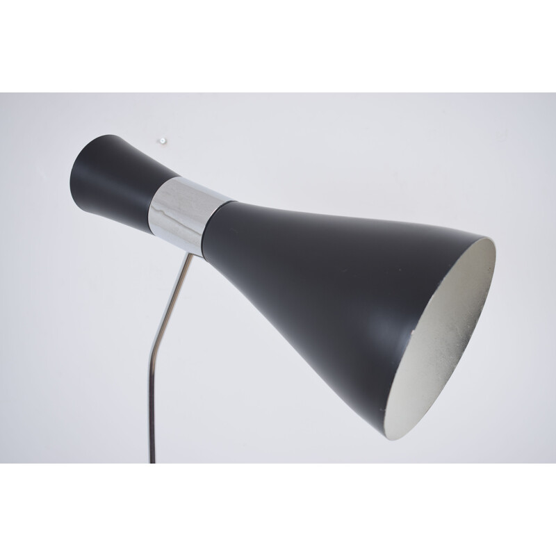 Lampada da terra vintage Diabolo in metallo nero di Jo Hammerborg per Fog & Morup, 1960