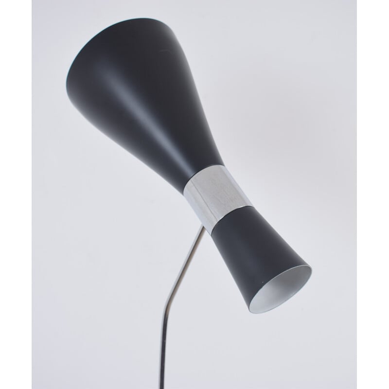 Vintage Diabolo floor lamp in black metal by Jo Hammerborg for Fog & Morup, 1960